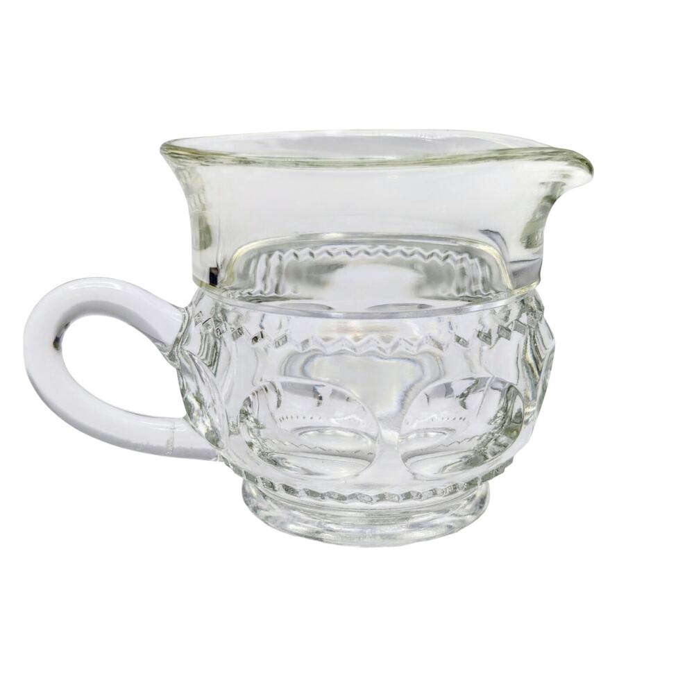 Vintage King's Crown Clear Small Glass Handled Creamer